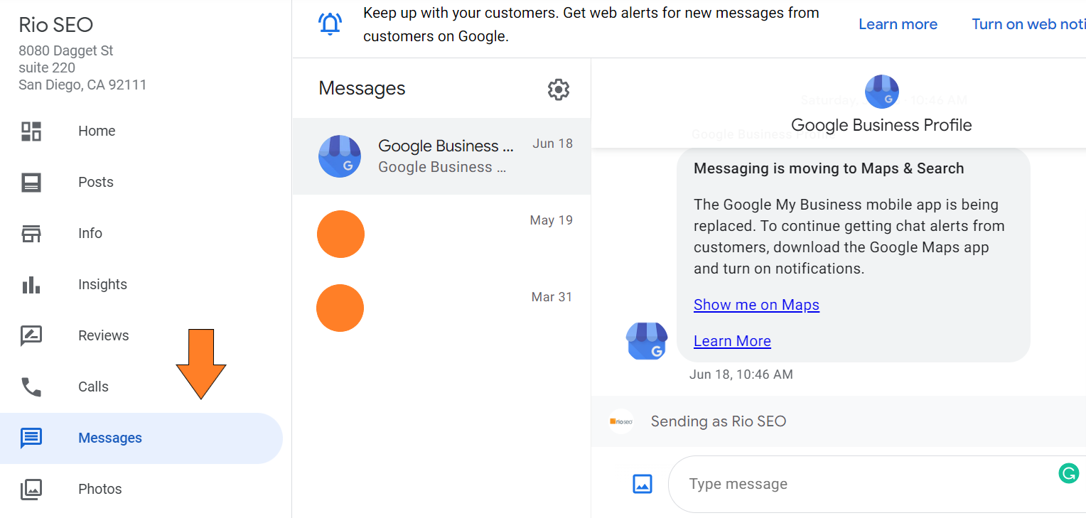 Contoh Messaging Profil Bisnis Google