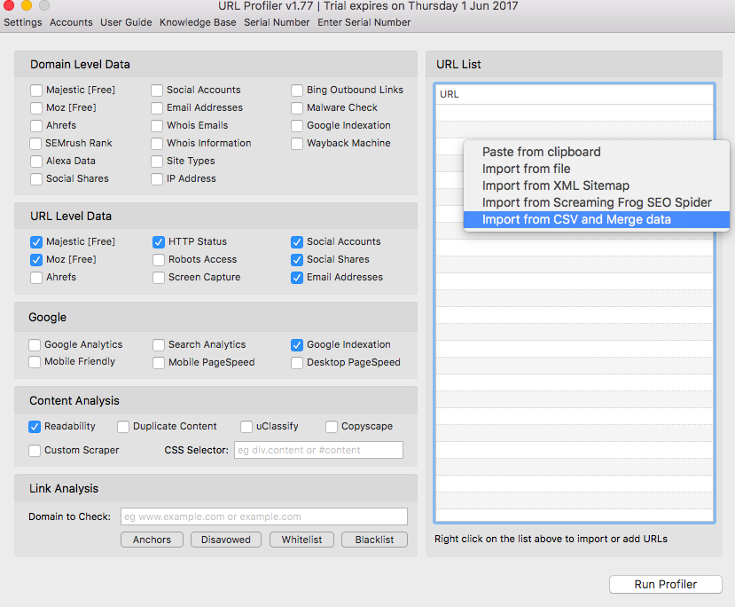 URL Profiler 有助於跟踪大量域