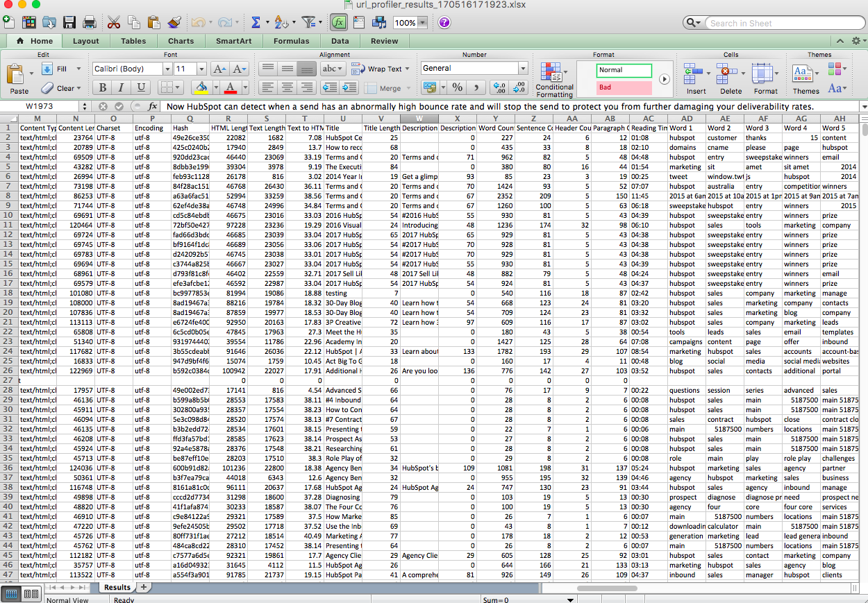 URL Profiler 輸出示例