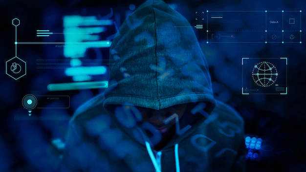 Kostenloser Foto-Hacker, der in der Dunkelheit arbeitet