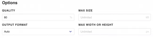 Configurações de otimização do JPEG Optimizer