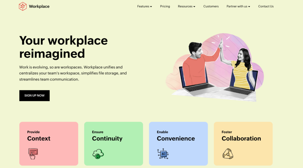 Screenshot della pagina Web di Zoho Workplace