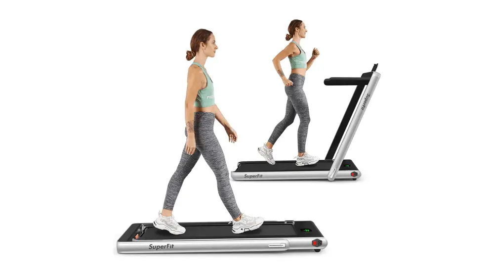 Tapis roulant pieghevole Goplus 2 in 1, tapis roulant elettrico Superfit sotto scrivania da 2,25 HP