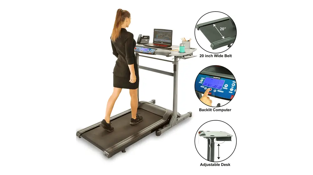 Exerpeutic 5000 ExerWork Tapis roulant da scrivania a nastro largo 20 pollici