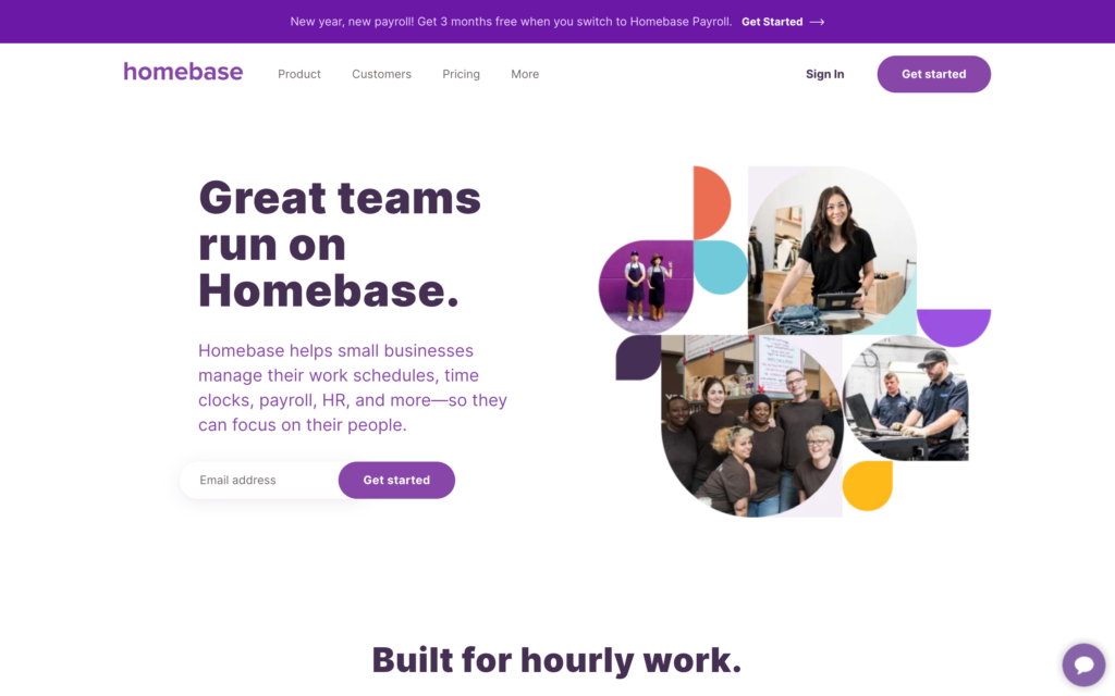 لقطة شاشة لصفحة ويب Homebase