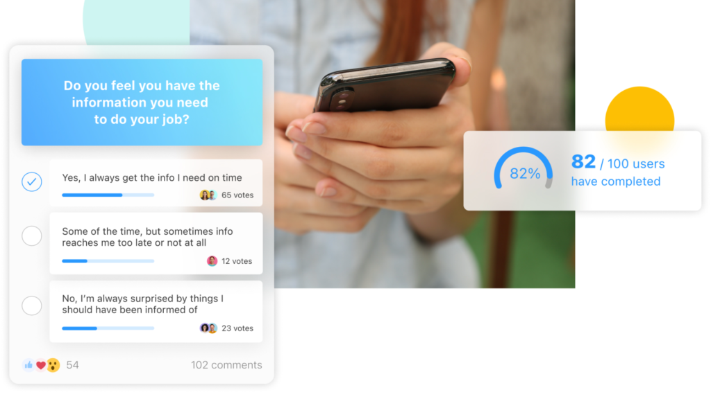 La piattaforma di sondaggi di Connecteam che raccoglie il feedback dei dipendenti.