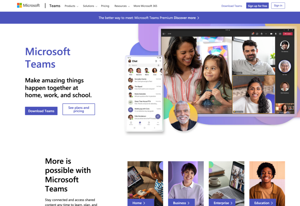 Microsoft Teams 网页的屏幕截图