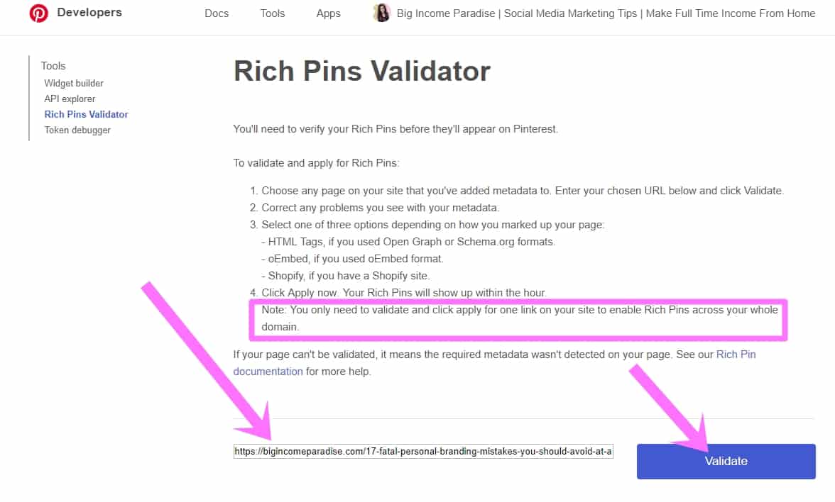 Validatore di pin ricchi