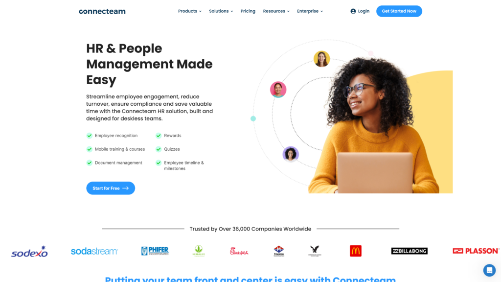 Connecteam 的 HR&People Management 网页