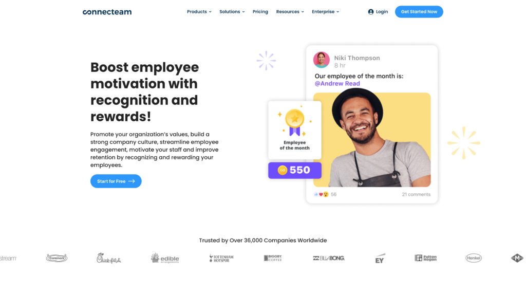 Connecteam 的 Rewards&Recognitions 功能网页的屏幕截图