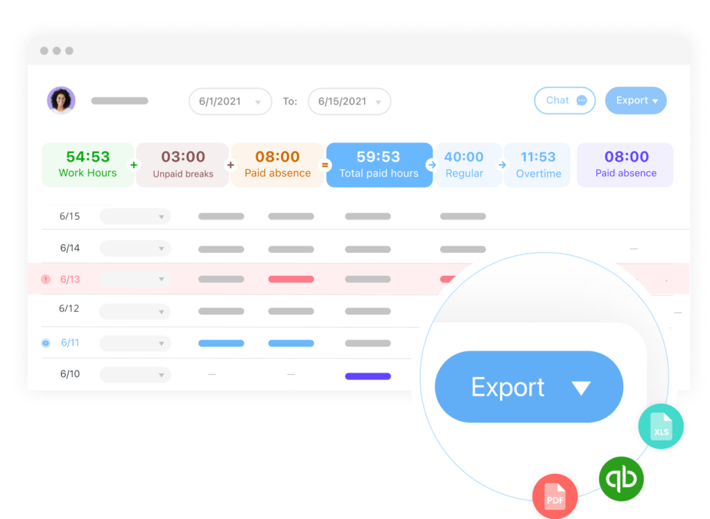 Connecteam 员工时间表的屏幕截图