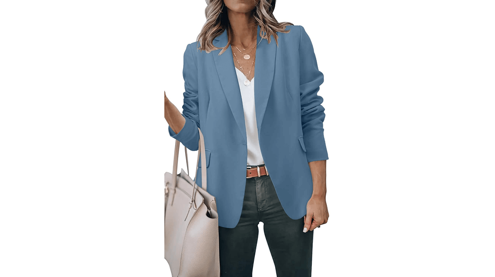 ZDLONG - Chaqueta tipo blazer para mujer, informal, ligera, con solapa, manga larga, para uso diario, trabajo