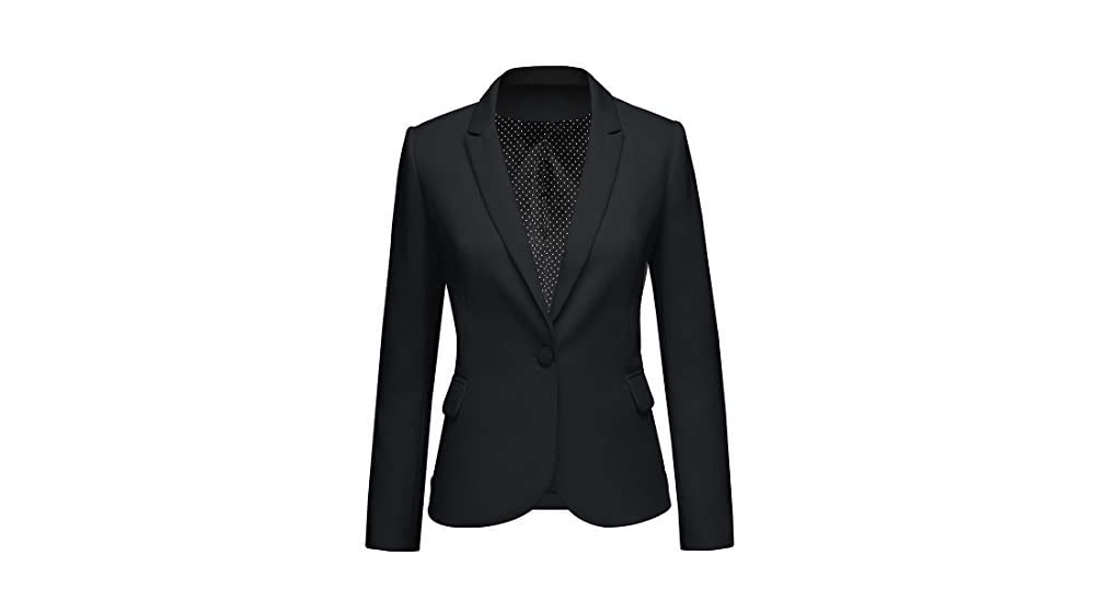 LookbookStore - Chaqueta de trabajo con botones y bolsillos con solapa con muescas para mujer