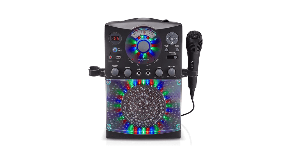 Singing Machine SML385UBK Sistema de karaoke Bluetooth con luces de discoteca LED