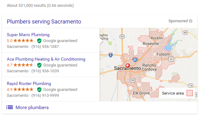 servizio a domicilio google ad sacramento