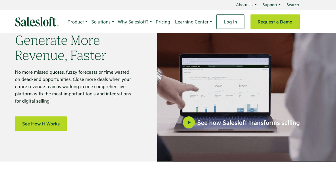 Salesloft-Homepage