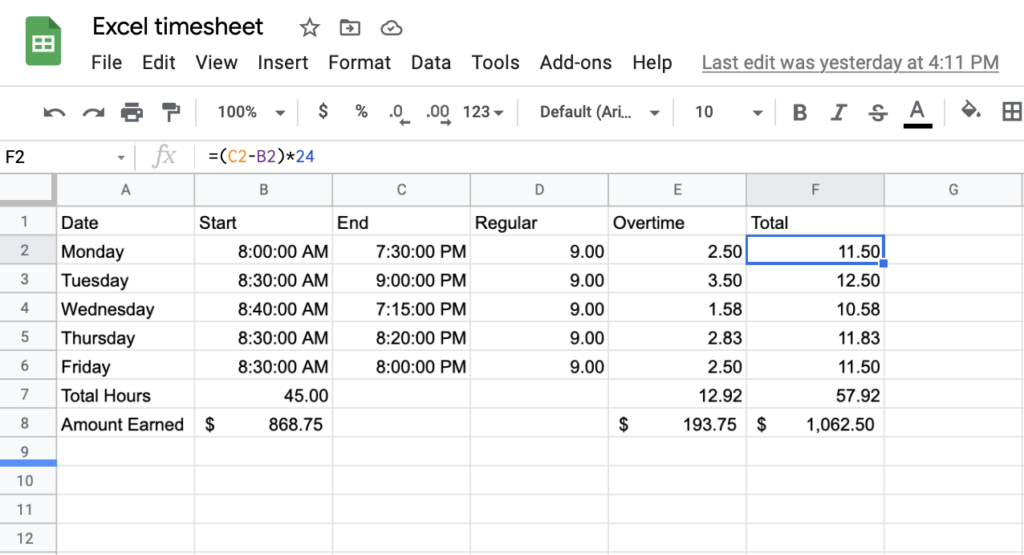 總工作時間 excel 圖片