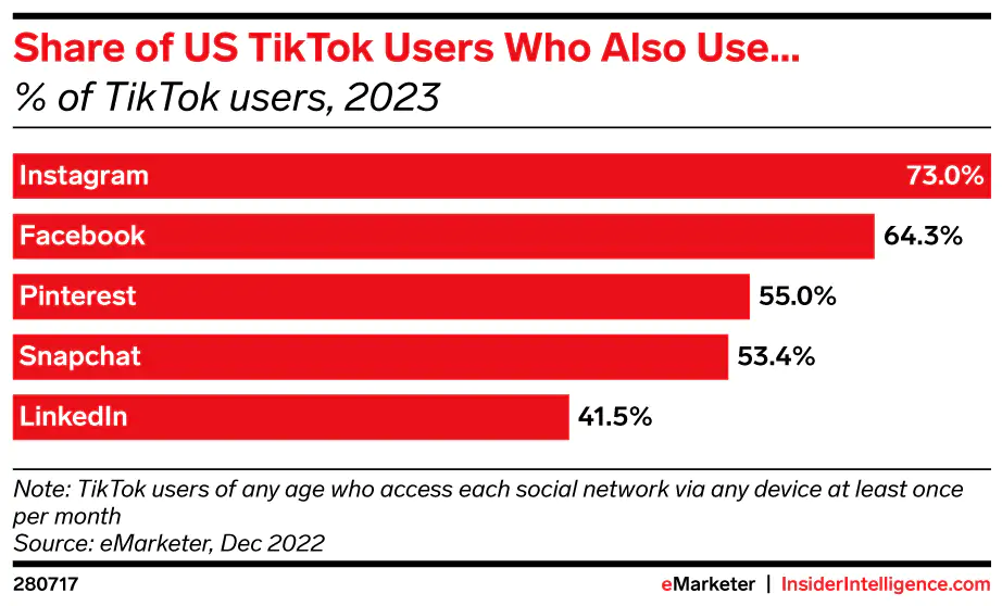 Wykres udziału użytkowników TikTok 2023