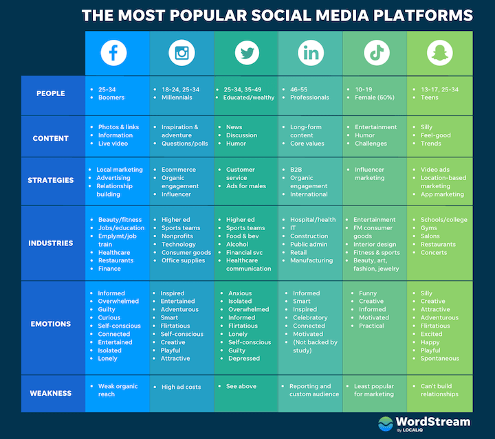 beliebtesten Social-Media-Plattformen im Vergleich