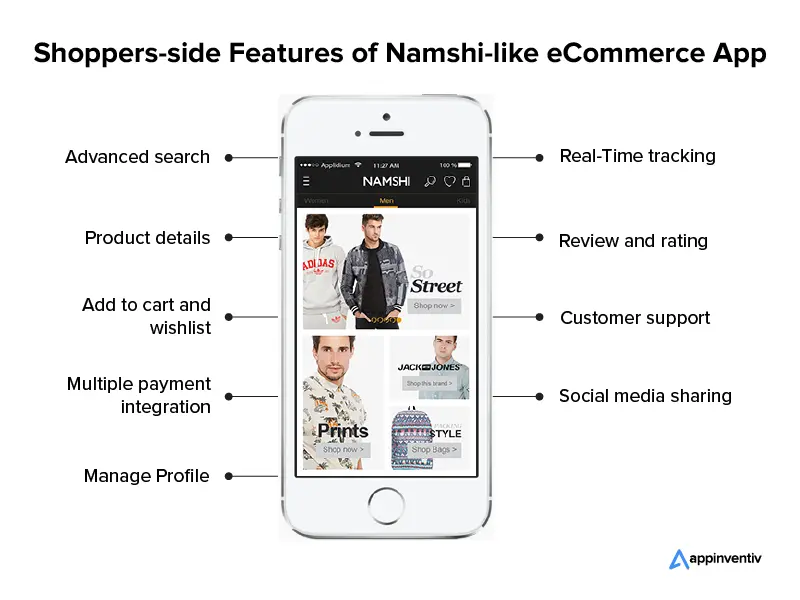 shoppers-side features of Namshi-like eCommerce app