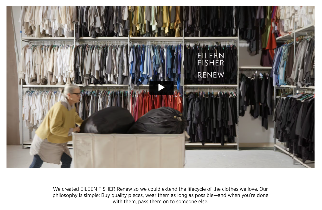 لقطة شاشة لبرنامج Eileen Fisher Renew