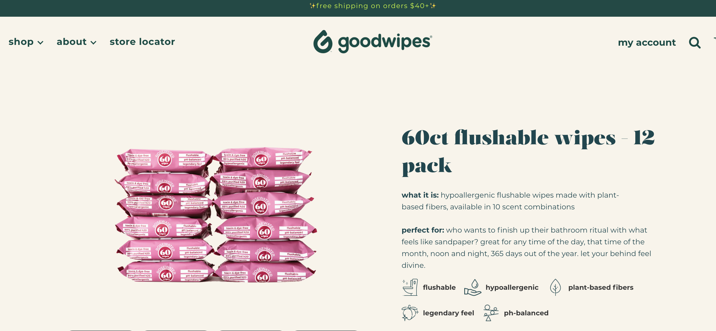 รายละเอียดสินค้า Goodwipes สำหรับผ้าเช็ดทำความสะอาดแบบล้างได้ 60 ชิ้น