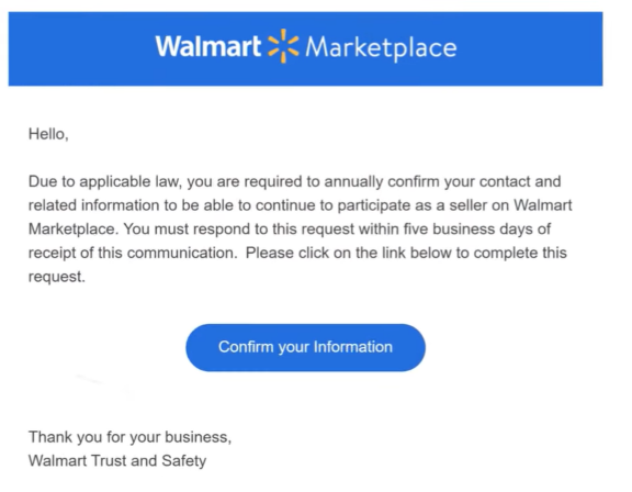 Confirmation de la place de marché Walmart