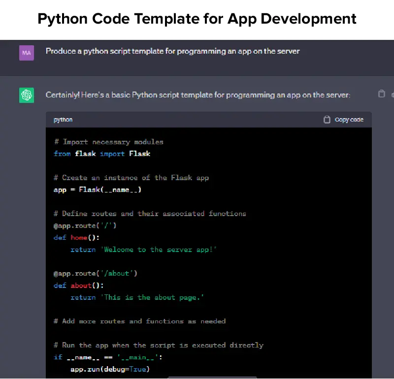 Python Code Template for App Development