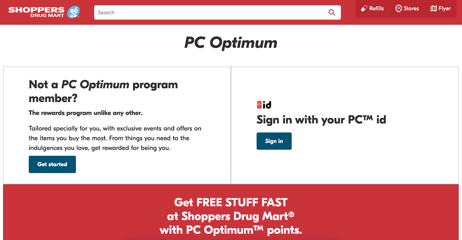 Programa de fidelización de atención médica para pacientes de Shoppers Drug Mart: PC Optimum