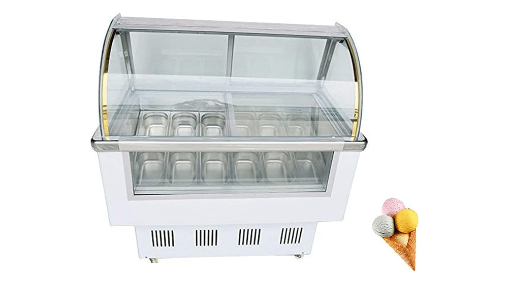 INTBUYING vitrine de crème glacée dure commerciale 12 vitrine de congélateur d'armoire de trempage de Gelato de casserole