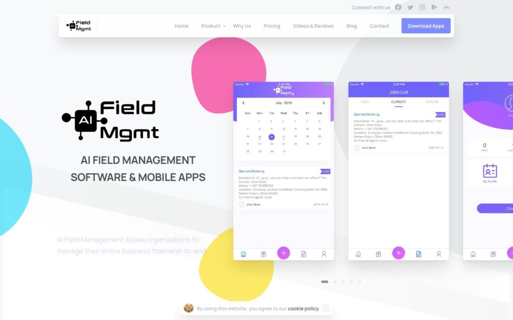 AI Field Management web sayfasının ekran görüntüsü