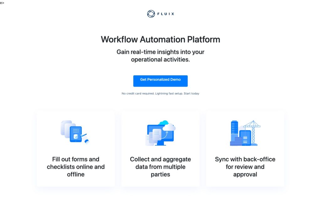 Fluix web sayfasının ekran görüntüsü