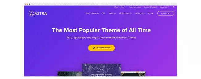 Astra WordPress Theme الصفحة الرئيسية