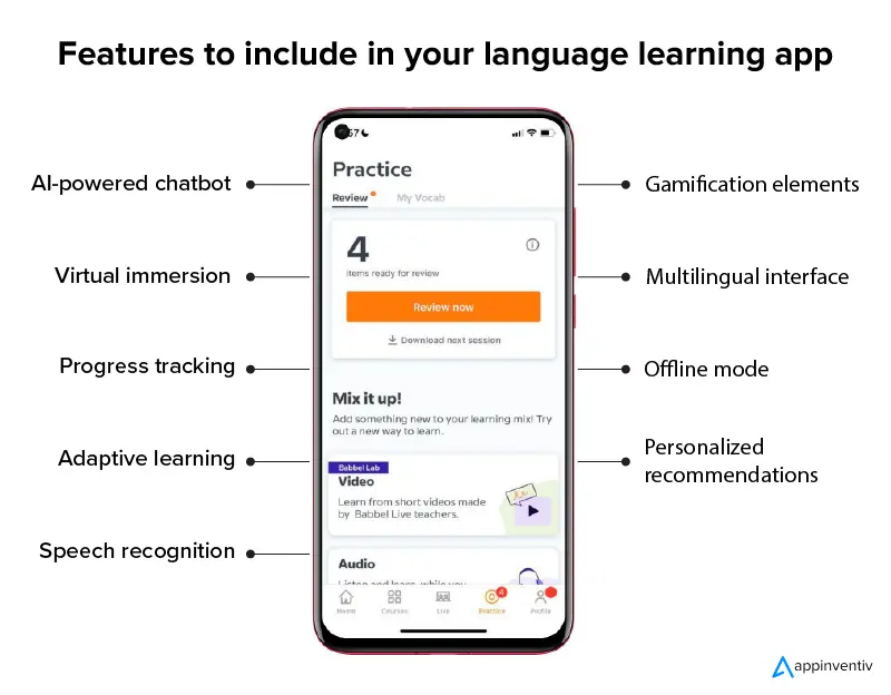 Features to include in your language learning app