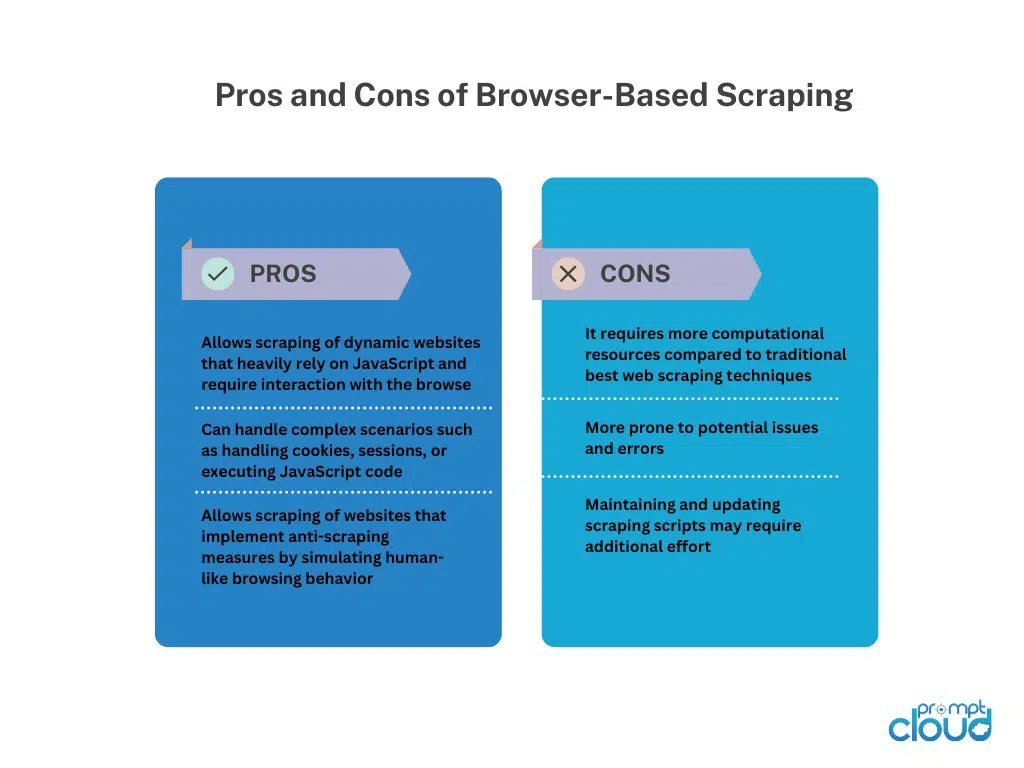 브라우저 기반 스크래핑의 장단점