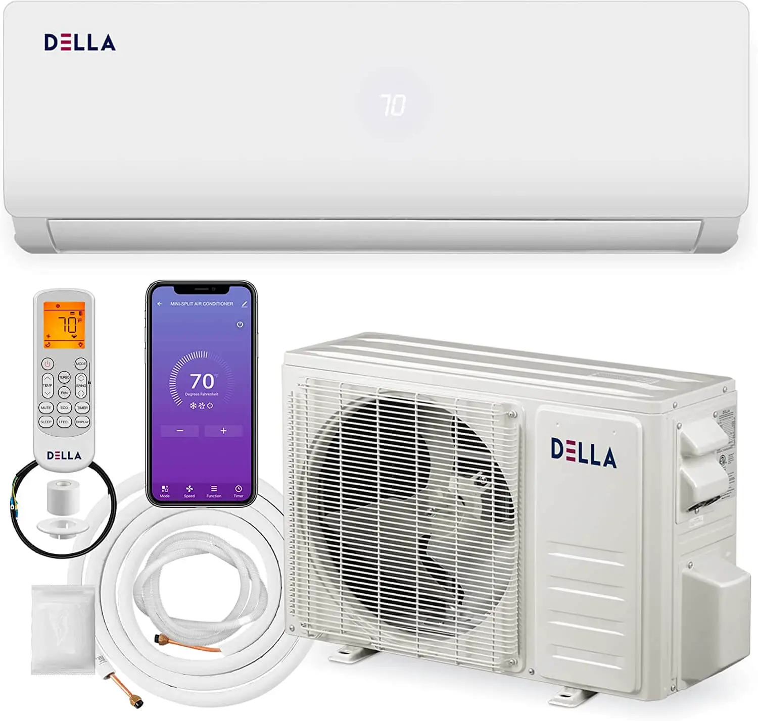 DELLA 24000 BTU Wifi Diaktifkan Mini Split Air Conditioner