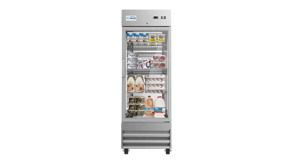 KoolMore - RIR-1D-GD 29 polegadas de aço inoxidável 1 porta de vidro refrigerador de alcance comercial