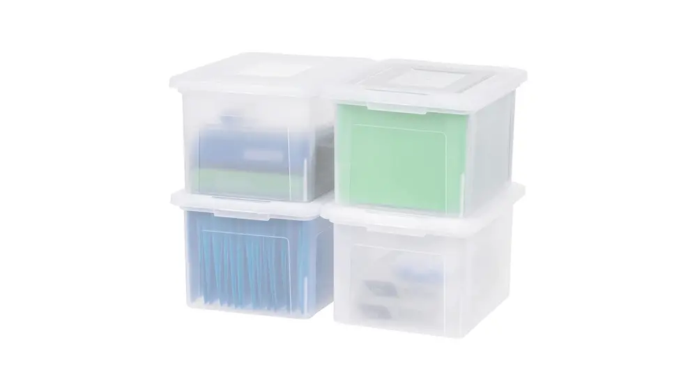 IRIS USA Letter & Legal Size Plastic Storage Bin Tote Organizer File Box con coperchio a scatto resistente e sicuro