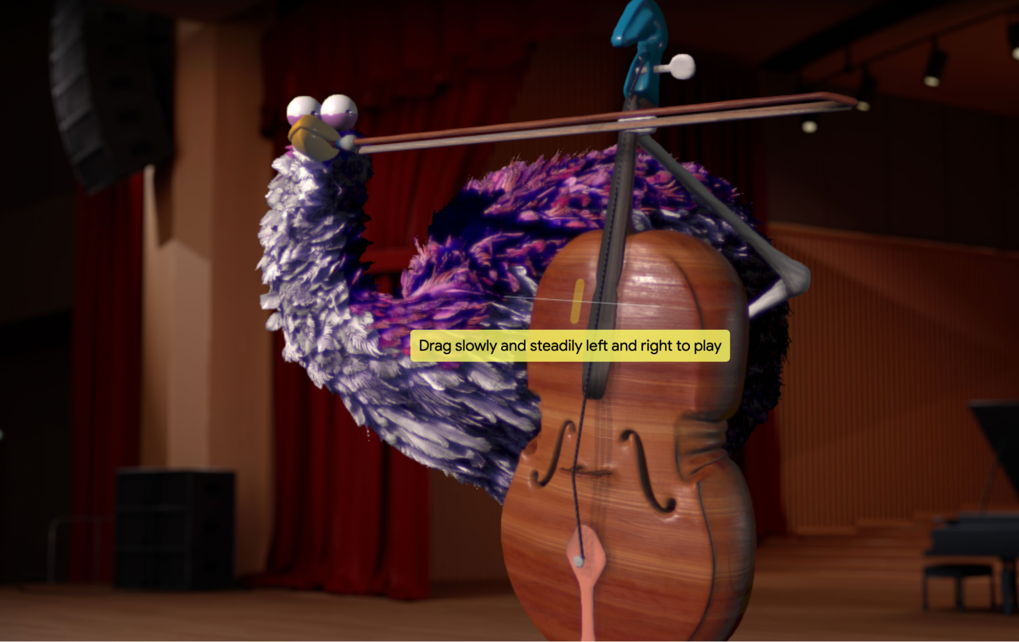 Uma captura de tela do experimento Viola the Bird do Google