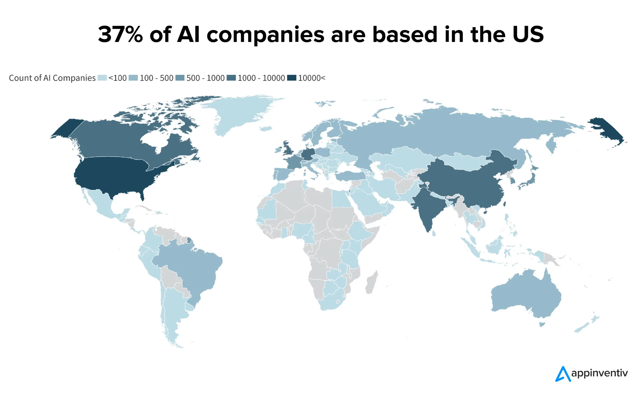 37% dintre companiile AI au sediul în SUA