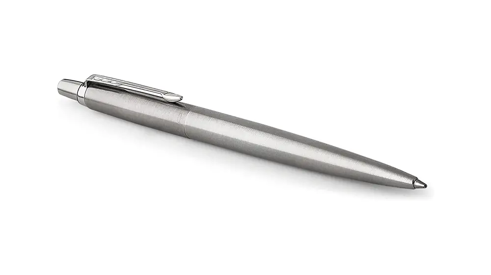 Parker 1953170 Jotter 볼펜, 크롬 트림이 있는 스테인리스 스틸, 중간 포인트 파란색 잉크, 선물 상자