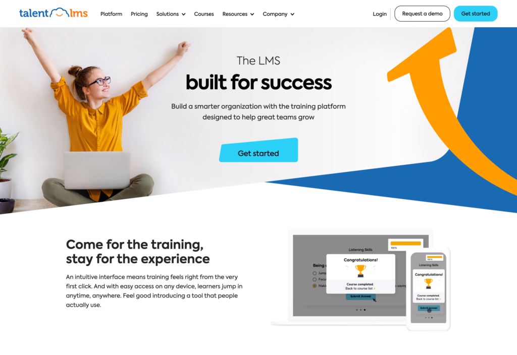 Captura de pantalla de la página web de TalentLMS