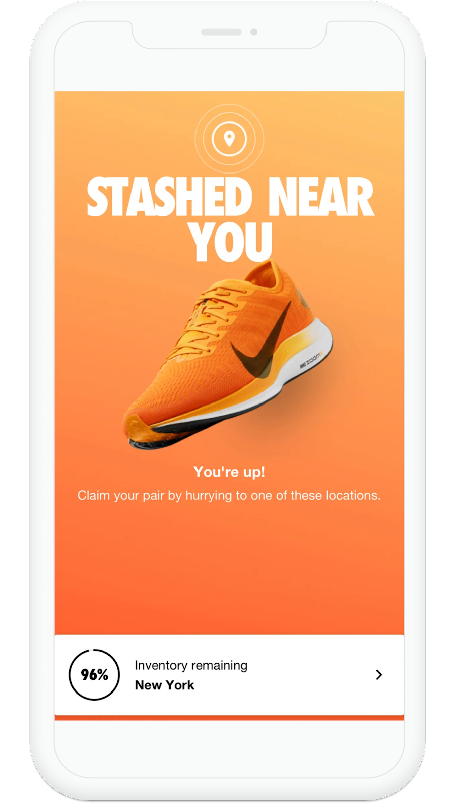 Campanha de geofencing Nike SNKRS "Stash"