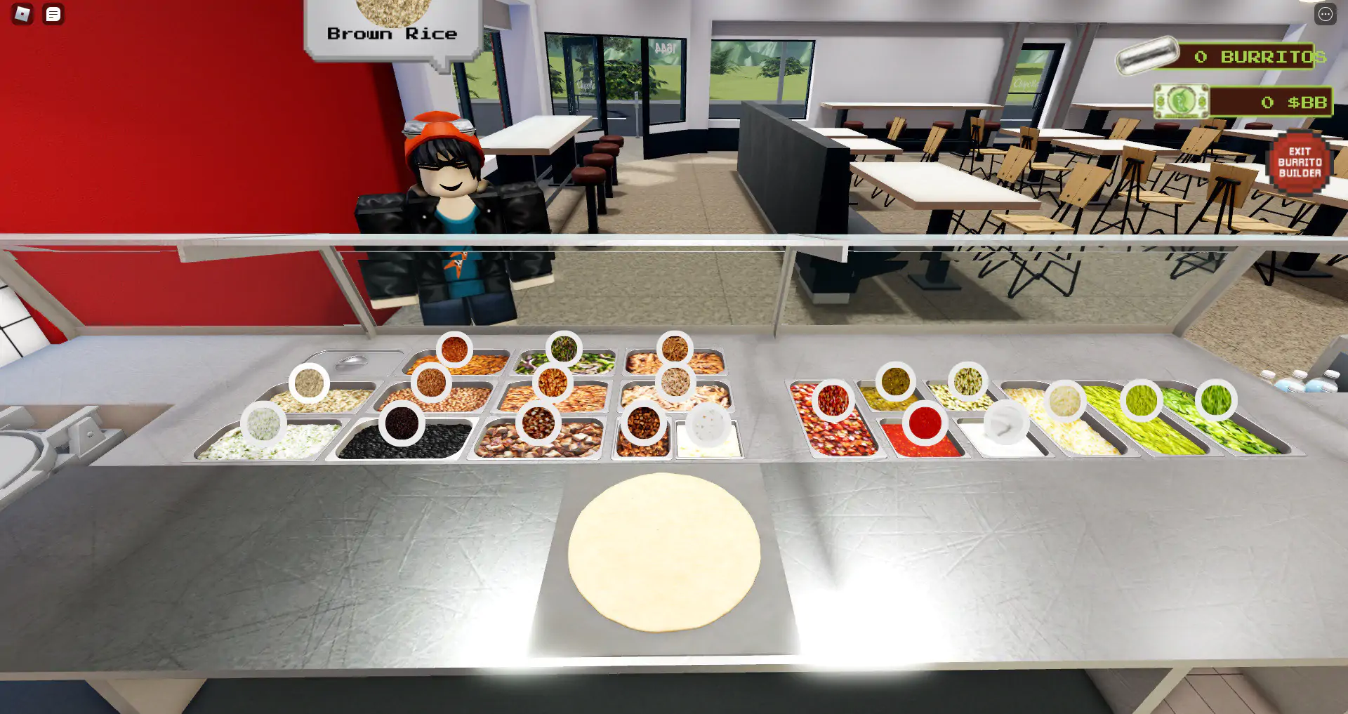 Exemplo do Roblox Burrito Builder Chipotle criado usando escuta social