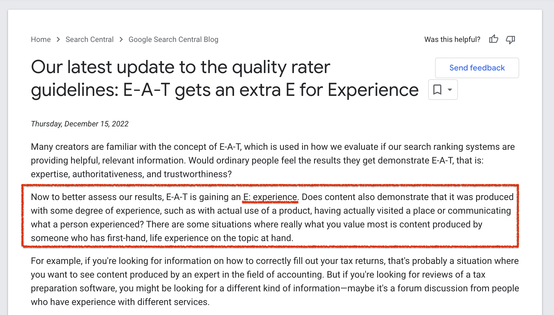 Google は「E-A-T」にもう 1 つの「E」を追加します