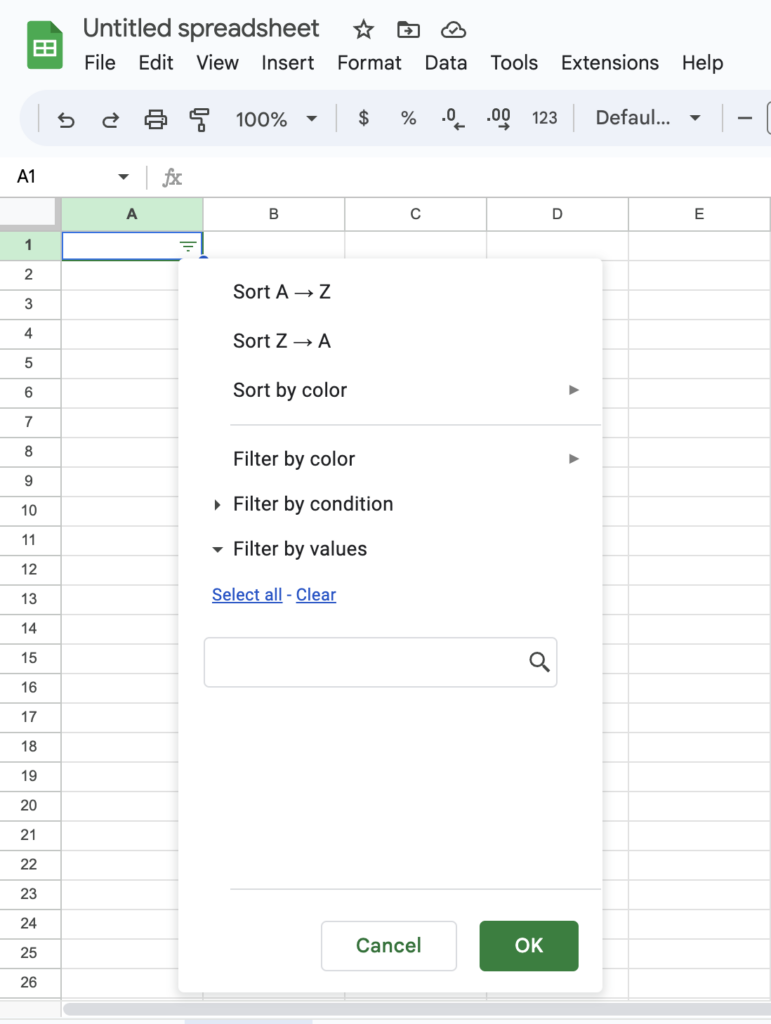 Google Sheets-Doner-Symbol beim Klicken auf die Zellen