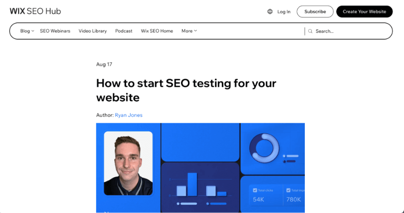 Hub Wix SEO com um guest post escrito por Ryan Jones.