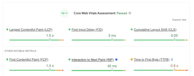 รายงาน Google PSI ผ่าน Core Web Vitals