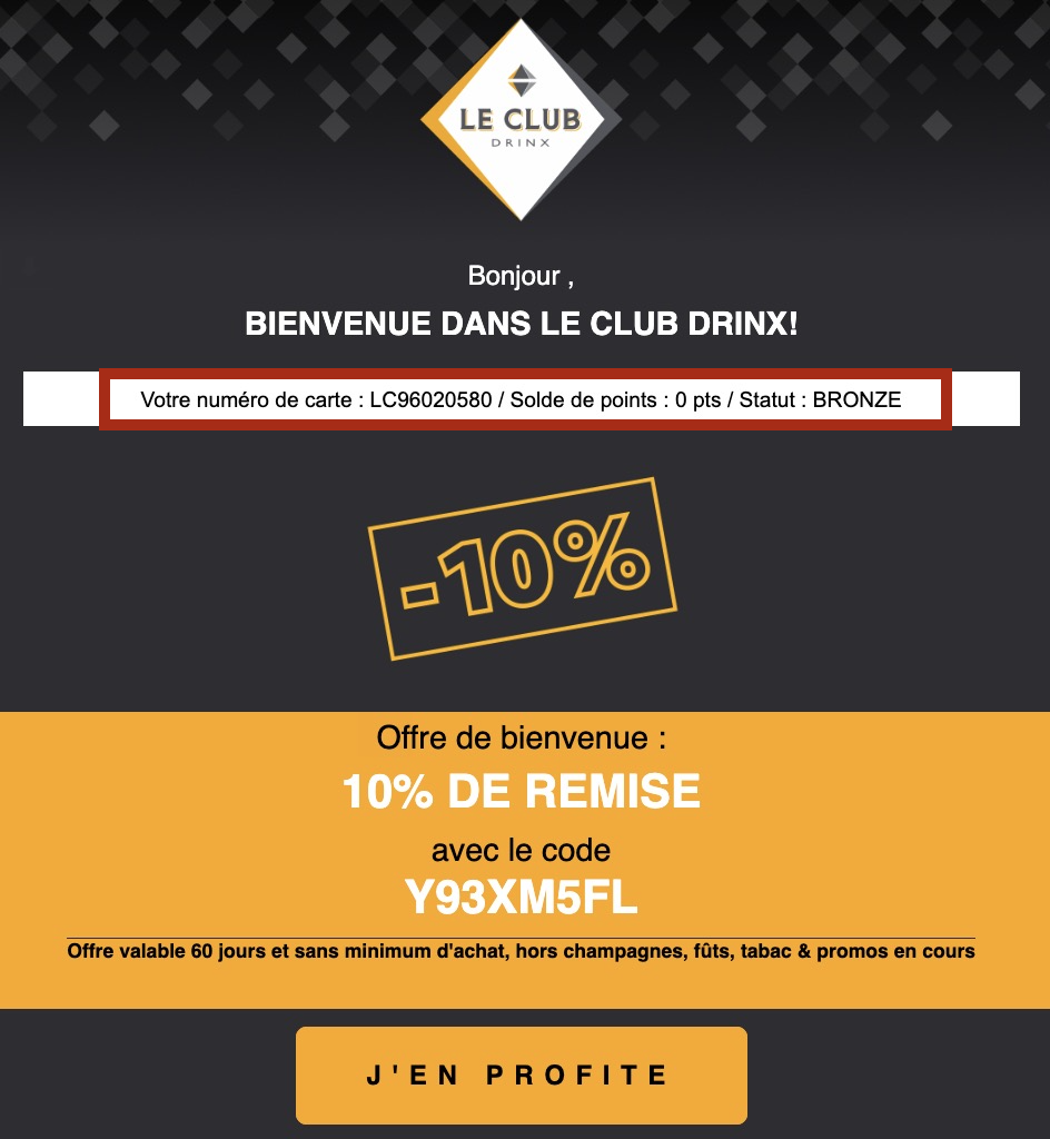 Le Club Drinx Munhoven : distribution par e-mail du programme de fidélité à plusieurs niveaux par Klaviyo pour favoriser une plus grande fidélité