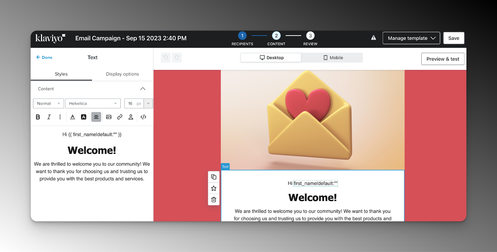 Dashboard Klaviyo: personalizza i tuoi messaggi e-mail in modo che corrispondano agli obiettivi della tua campagna di referral